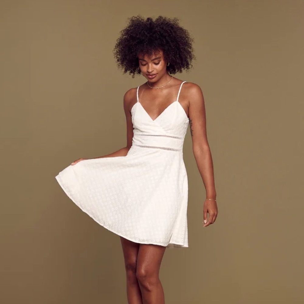 Trixxi White Floral Eyelet Dress